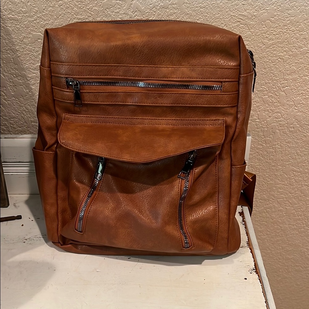 Brown Leather Backpack